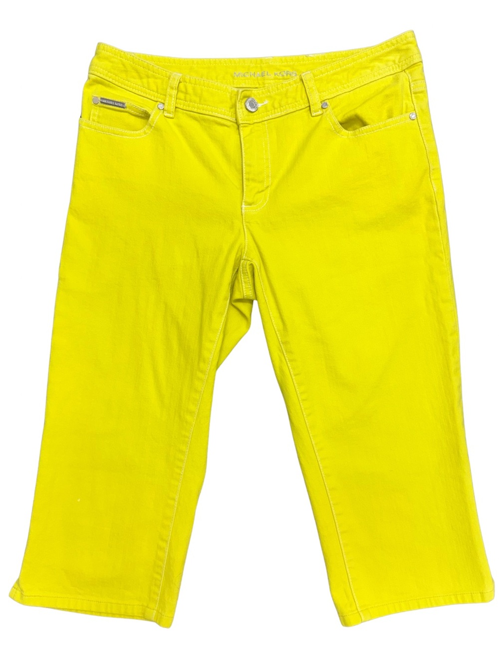 Michael Kors Women’s Bright Yellow MK Detail on Back Pocket Capri Jeans Size 6
